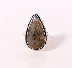Handmade Statement Ring with Pear Shaped Labradorite Gemstone for Women
